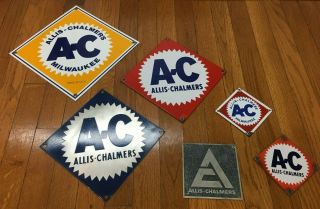 Allis Chalmers Farm Tractor Machinery Equipment Vintage? Metal Sign Set 6 Signs