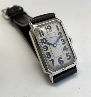 Longines Antique Watch 1920s Mens Art Deco White Gold Vintage Watch