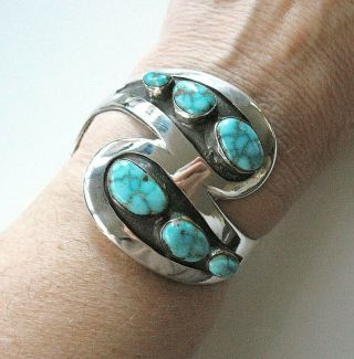 Vtg.  Navajo Sterling Silver Turquoise Shadowbox Cuff Bracelet By Arturo Rivera