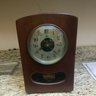 C 1923 Antique Bulle French Electomagnetic Clock Mahogany Case Open Escapement