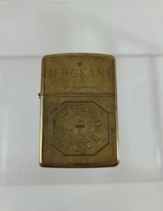 Vintage Solid Brass Chicago Police Zippo Lighter
