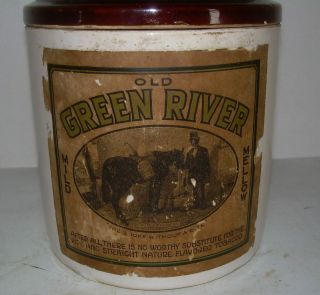 Vintage OLD GREEN RIVER TOBACCO Humidor Pottery Jug Crock Pipe Smoke Kentucky 2