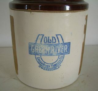 Vintage OLD GREEN RIVER TOBACCO Humidor Pottery Jug Crock Pipe Smoke Kentucky 4