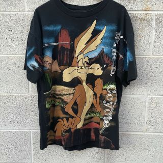 Vintage 90s Wile E Coyote Looney Tunes All Over Print Shirt Xl Wild Oats