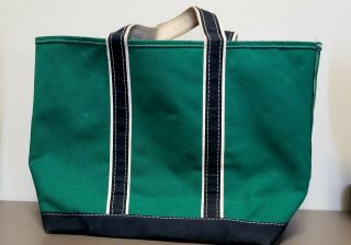 Vintage L.  L.  Bean Freeport Maine Green & Blue Boat And Tote Canvas Bag