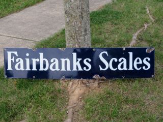 Vintage 1930s Fairbanks Scale Porcelain Sign Displaying Perfectly Plus