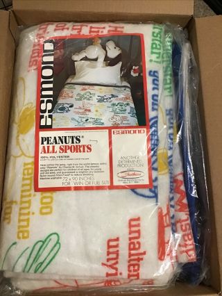 Vintage Peanuts Snoopy Charlie Brown Lucy Sports Blanket By Chatham Twin/full