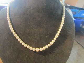 Vintage Cultured Pearl Necklace & 9ct White Gold & Diamond Clasp,