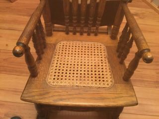 Antique Child ' s High Chair / Rocker Cane Seat Vintage 1890 - 1910 6