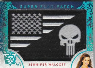 2019 Benchwarmer 25 Years Jennifer Walcott Ice Blue Flag Patch Card /1 1/1