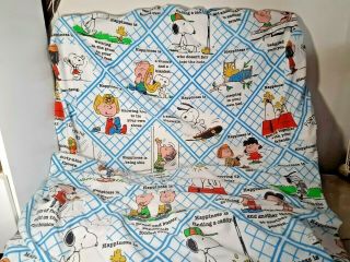 Vintage 1978 Snoopy Peanuts Fitted Twin Sheet Happiness Is - Rare