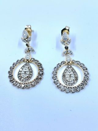 Antique 14k Yellow Gold Natural White Diamond Earrings