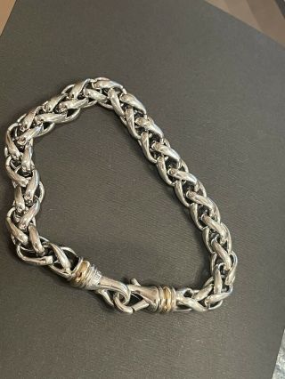 David Yurman Vintage Sterling Silver 14k Yellow Gold Wheat Chain Bracelet