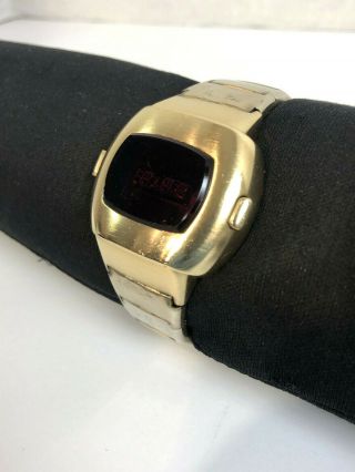 Vintage PULSAR 1973 Time Computer Inc 14k Gold Filled Watch w/ Band 3