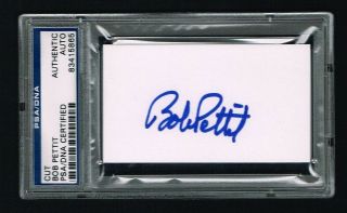 Bob Pettit Signed Autograph Auto 2x3.  5 Cut Basketball Hall Of Fame Psa Slabbed
