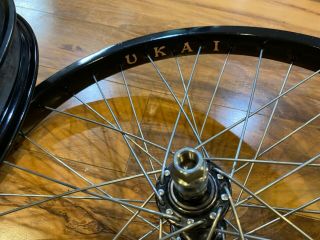 Vintage UKAI 1.  75 x 20 BMX Wheel Set - Black 7C Style w/Suzue Black Anodized Hub 3