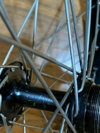 Vintage UKAI 1.  75 x 20 BMX Wheel Set - Black 7C Style w/Suzue Black Anodized Hub 5