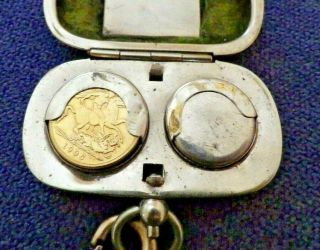 Gold Sovereign and stamp vintage pendant case holder silver plate with sovereign 3