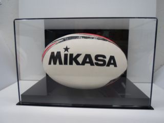 Rugby Ball Acrylic Display Case 85 Uv Filter Full Size Memorabilia Black Back