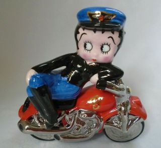 Vintage Clay Art Betty Boop On A Motorcycle Salt & Pepper Shakers 2000