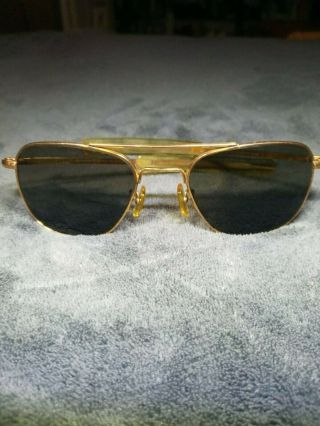 Vintage Military 5 1/2 American Optical 1 - 10 12k Gold Filled Aviator Sunglasses