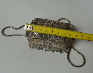 Vintage Middle eastern Asian Silver filigree Purse necklace with bracelet 6