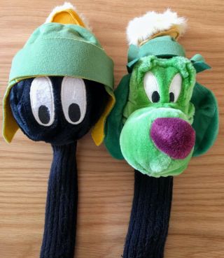 Warner Brothers Studio Store Marvin The Martian And K - 9 Dog Golf Head Covers Set