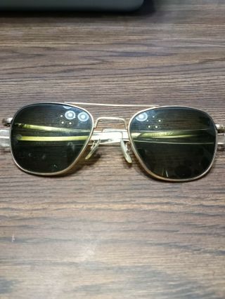 Vintage American Optical Ao Aviator Pilot Sunglasses 1/10 12k Gf 5 1/2,  Case Ni