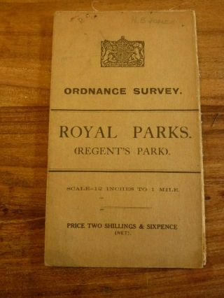 Vintage Map,  Ordnance Survey,  Regents Park,  1923