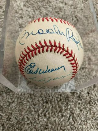 Brooks Robinson,  Luis Aparicio,  Earl Weaver Signed Baseball 1968 Orioles Hof X3