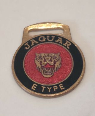 Vintage Jaguar E - Type Key Fob Keyring Enamel E Type Car - Rare