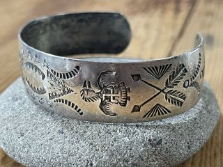 Vintage Navajo Fred Harvey Era Sterling Silver Cuff Bracelet Whirling Logs Log 4