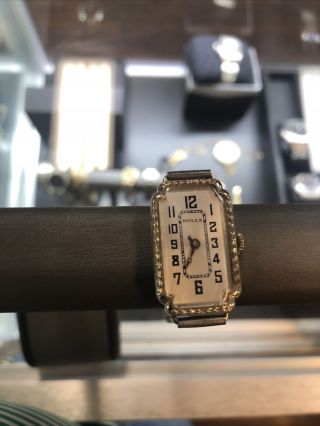Vintage Rolex Solid 14k White Gold Watch Not Running,  Broken Hand