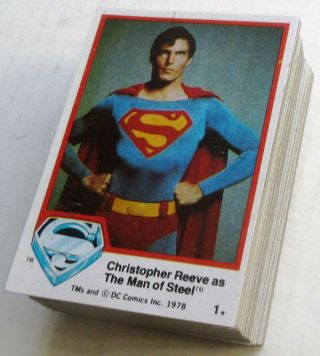 1978 Topps Movie Trading Card Complete Set (77 Cards) Superman Series 1