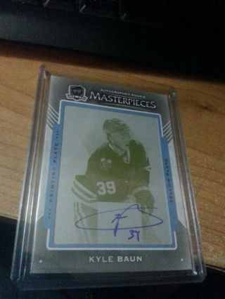 2015/16 Kyle Baun The Cup Masterpieces Yellow Printing Plate Auto 1/1