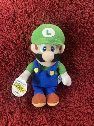 Nintendo 64 Mario Brothers 7 " Luigi 1997 Beanie Plush Bd&a Rare