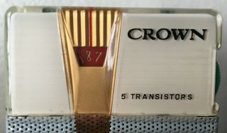 1960 Crown TR - 555 (5 Transistor) - Vintage Transistor Radio - Turquoise - 2