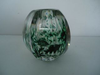 Vintage Orrefors Fish Graal Heavy Cased Glass Aquarium Vase Signed Edward Hald
