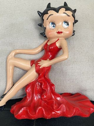 Betty Boop In Sexy Red Dress Figurine Statue - Hand Made 12” X 9” - Gorgeous