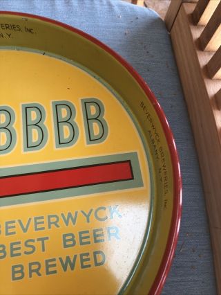 Vintage BEVERWYCK BEST BEER BREWED Beer Tray Sign Bar 4 BBBB ALBANY YORK NY 4