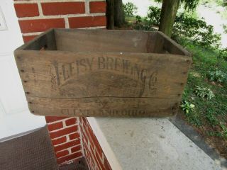 Vintage Leisy Brewing Co Beer Bottle Crate Wooden Wood Box Cleveland Oh