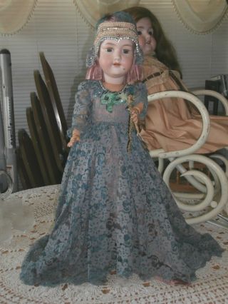 Antique German Armand Marseille Masquerade Doll 390n Bisque Head Compo Body 24 "