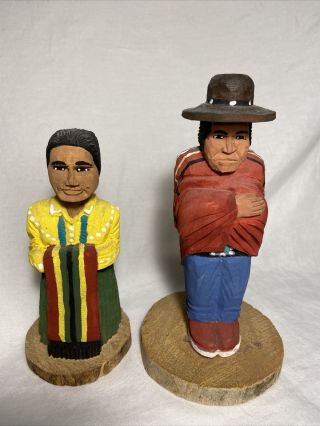 Rena & Harrison Juan Vintage Navajo Folk Art Hand Carved Wood Figurines