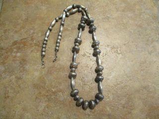 26 " Older Vintage Navajo Sterling Silver Bead Necklace