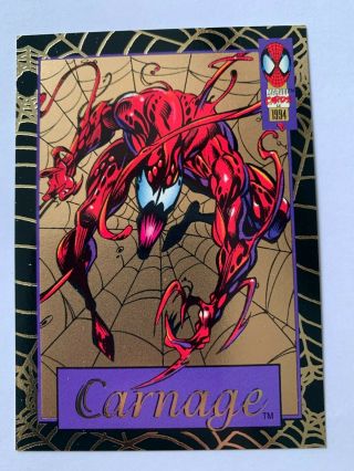 1994 Fleer Marvel Spider - Man Carnage Gold Web Insert 6 Near