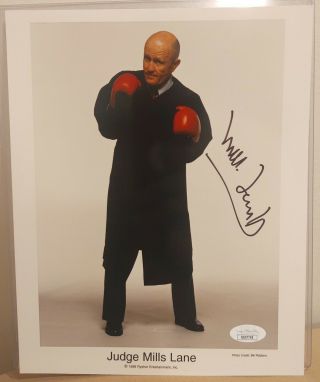 Judge Mills Lane Signed Auto 8x10 Boxing Hof Boxer Referee Promo Photo Jsa