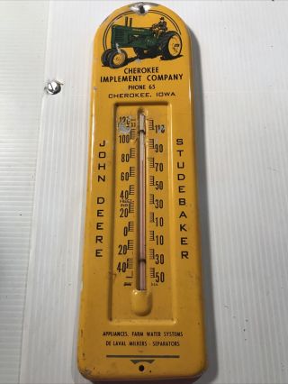Vintage Cherokee,  Ia Implement Co John Deere Thermometer Rare - Studebaker - Delaval