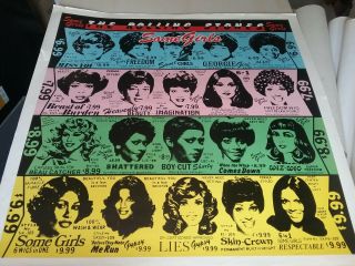 The Rolling Stones Some Girls 78 Promo Poster Vg Rare Pin Holes 3 Tears Htf Vtg