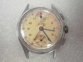 Vintage Men 17j Telda Chronograph Wrist Watch W/ Venus 170 & Telemetre Dial 2fix