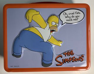 Vintage 2001 The Simpsons Homer Metal Lunchbox W/thermos